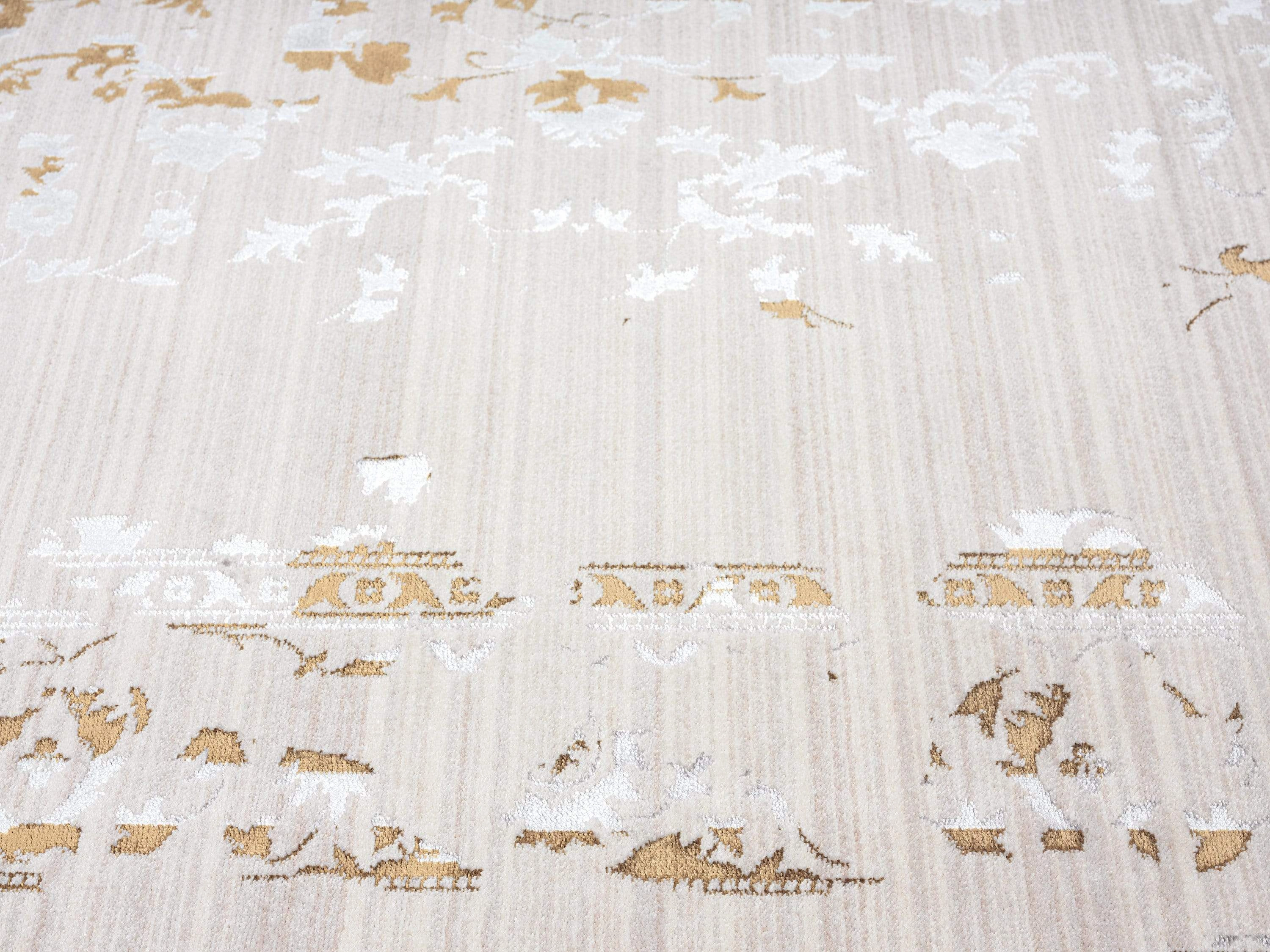 Lindy Cream Ivory And Gold Traditional Floral Rug *NO RETURNS UNLESS FAULTY