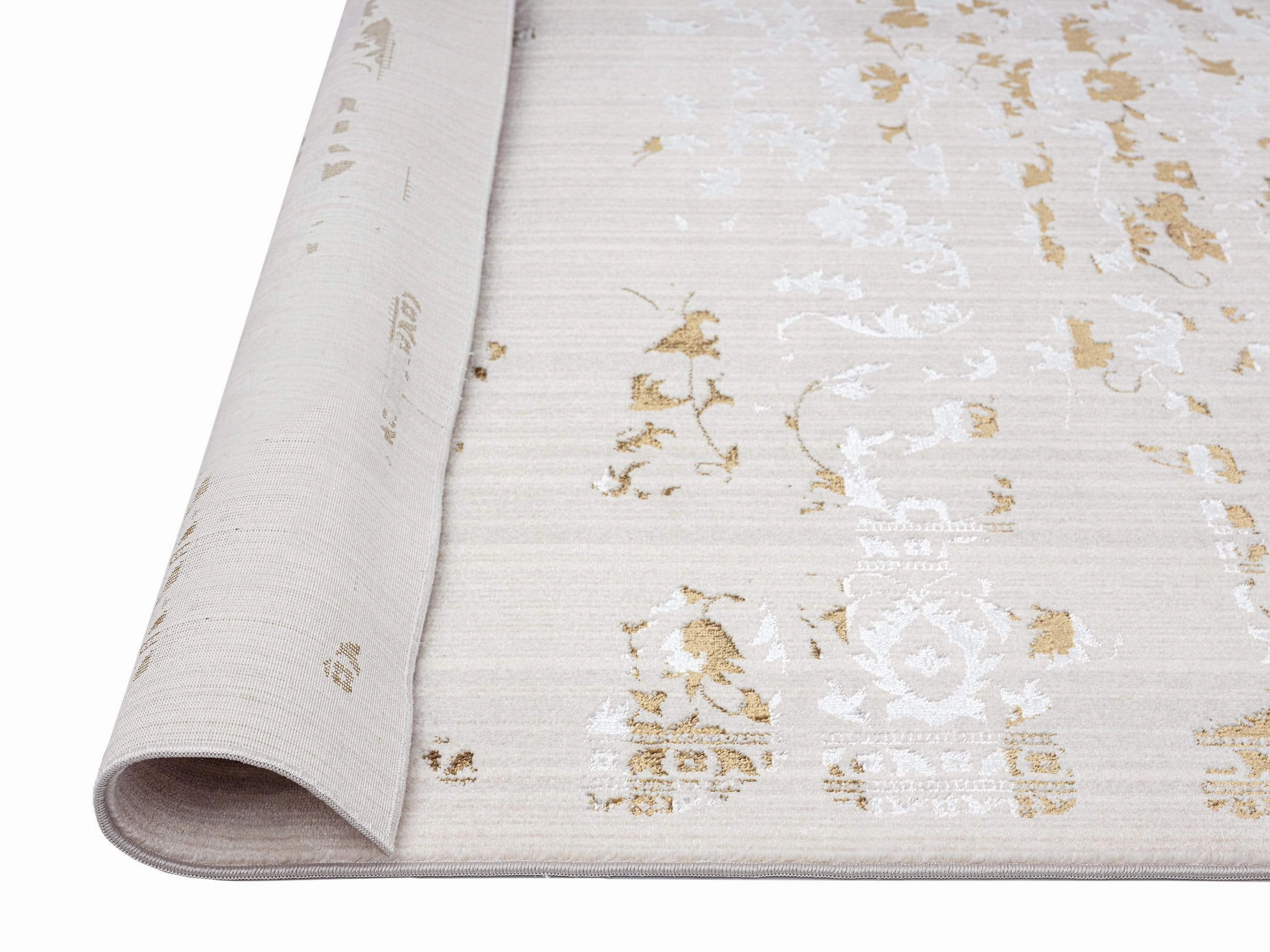 Lindy Cream Ivory And Gold Traditional Floral Rug *NO RETURNS UNLESS FAULTY