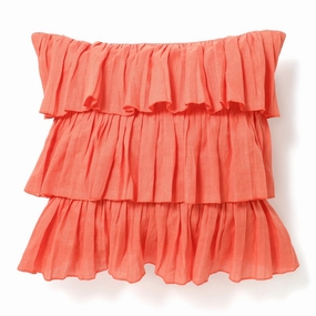 Linen Frill Cushion Cover 450 x 450 Orangebedding sets ,throw blankets 