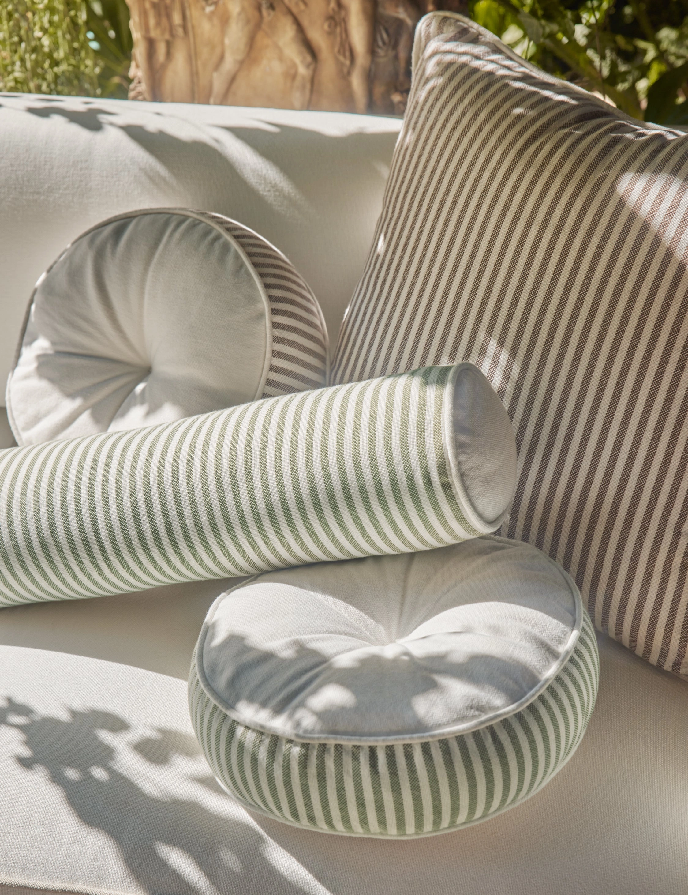 Littu Indoor / Outdoor Striped Disc Pillow by Sarah Sherman Samuel