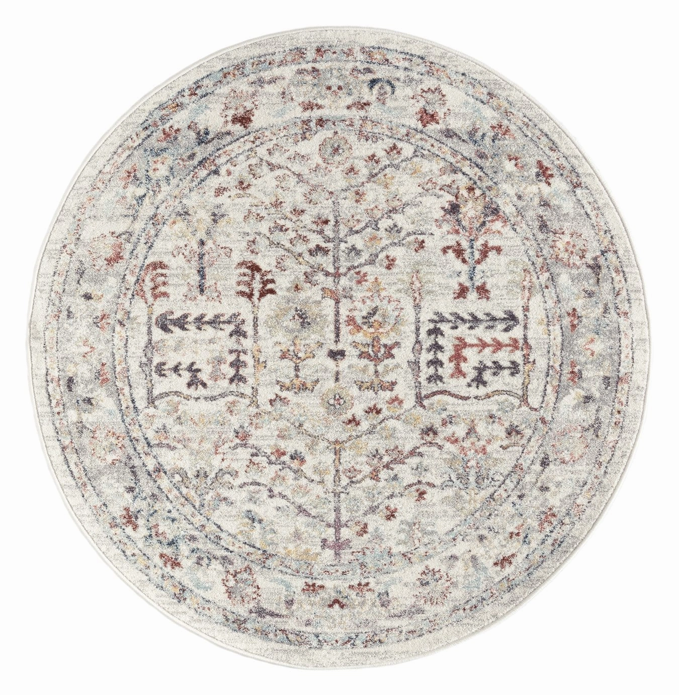 Livvie Blue and Orange Multi-Colour Distressed Round Rugmodern color block patchwork rug