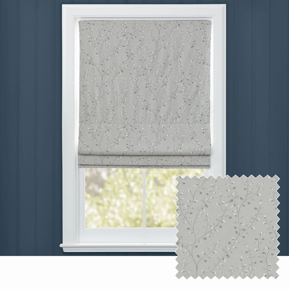 Lucia Printed Cotton Made to Measure Roman Blinds Stone/Creambedding sets ,throw blankets 