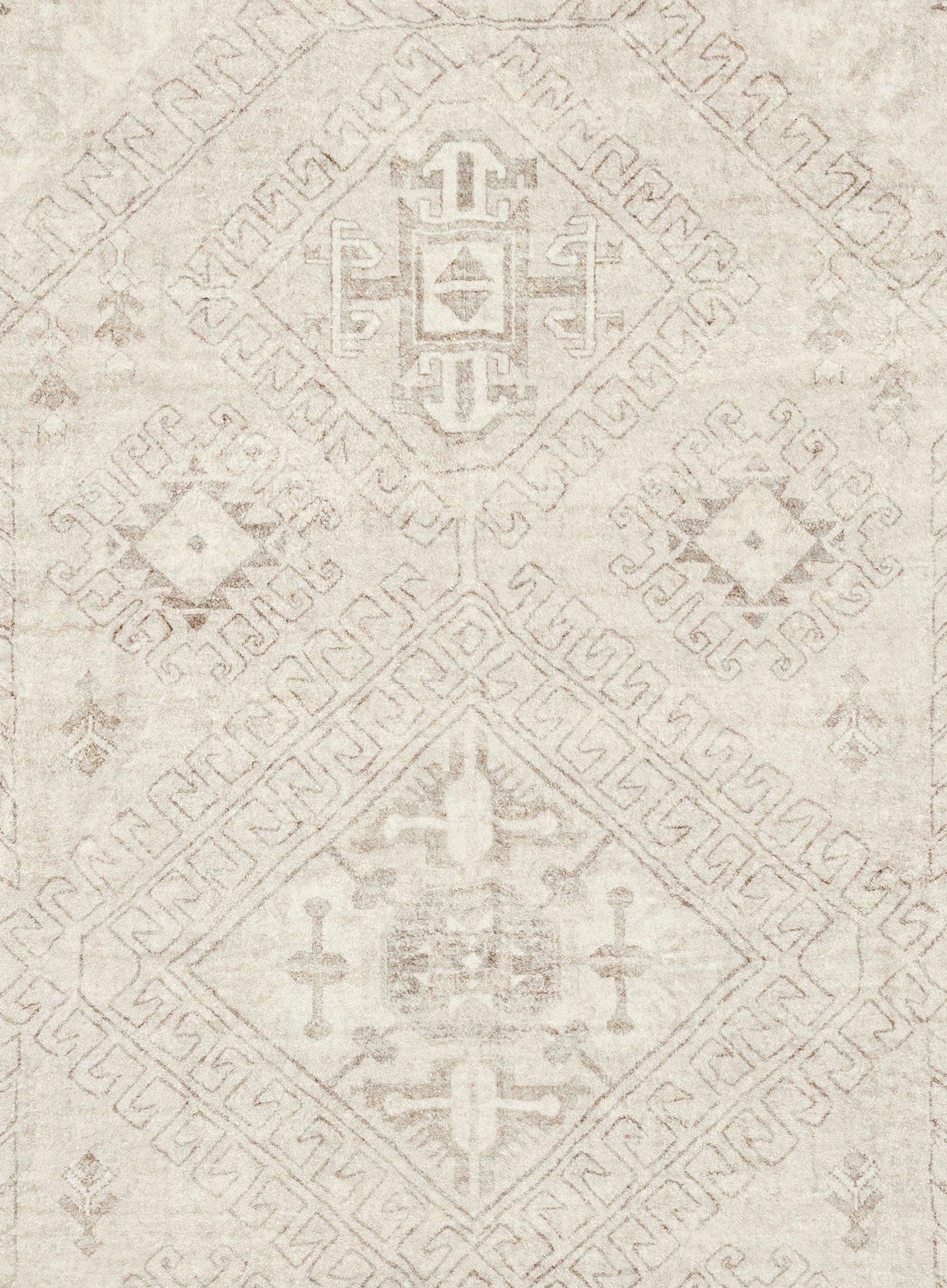 Lucille Cream and Beige Distressed Washable Rug
