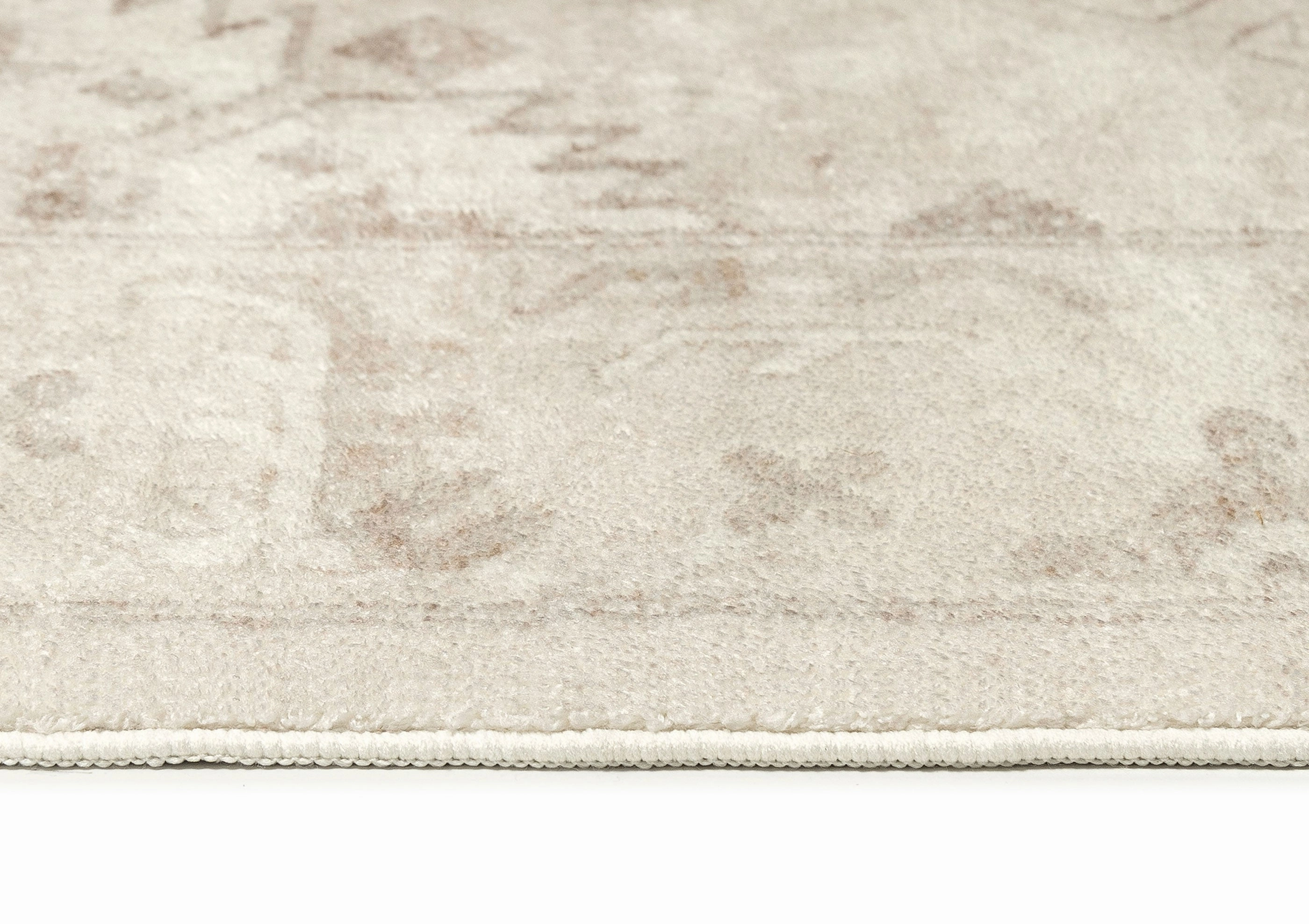 Lucille Cream and Beige Distressed Washable Rug