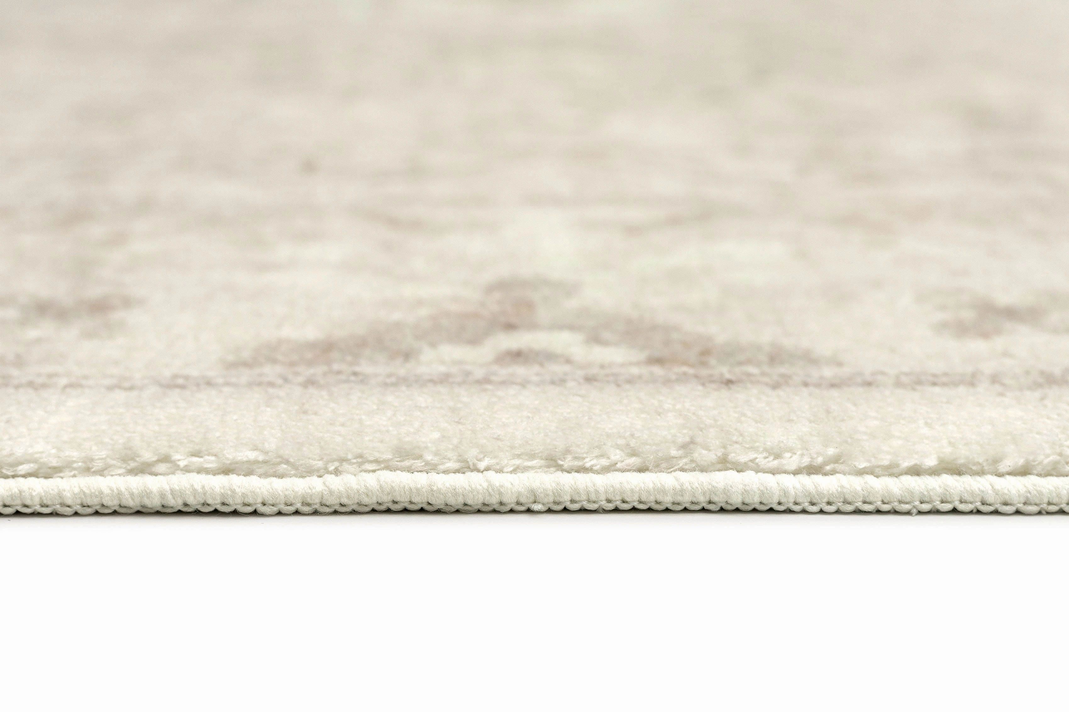 Lucille Cream and Beige Distressed Washable Rug