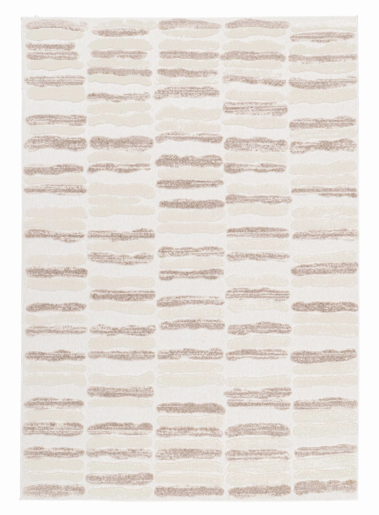 Luiza Ivory and Beige Abstract Striped Rugmodern color block patchwork rug