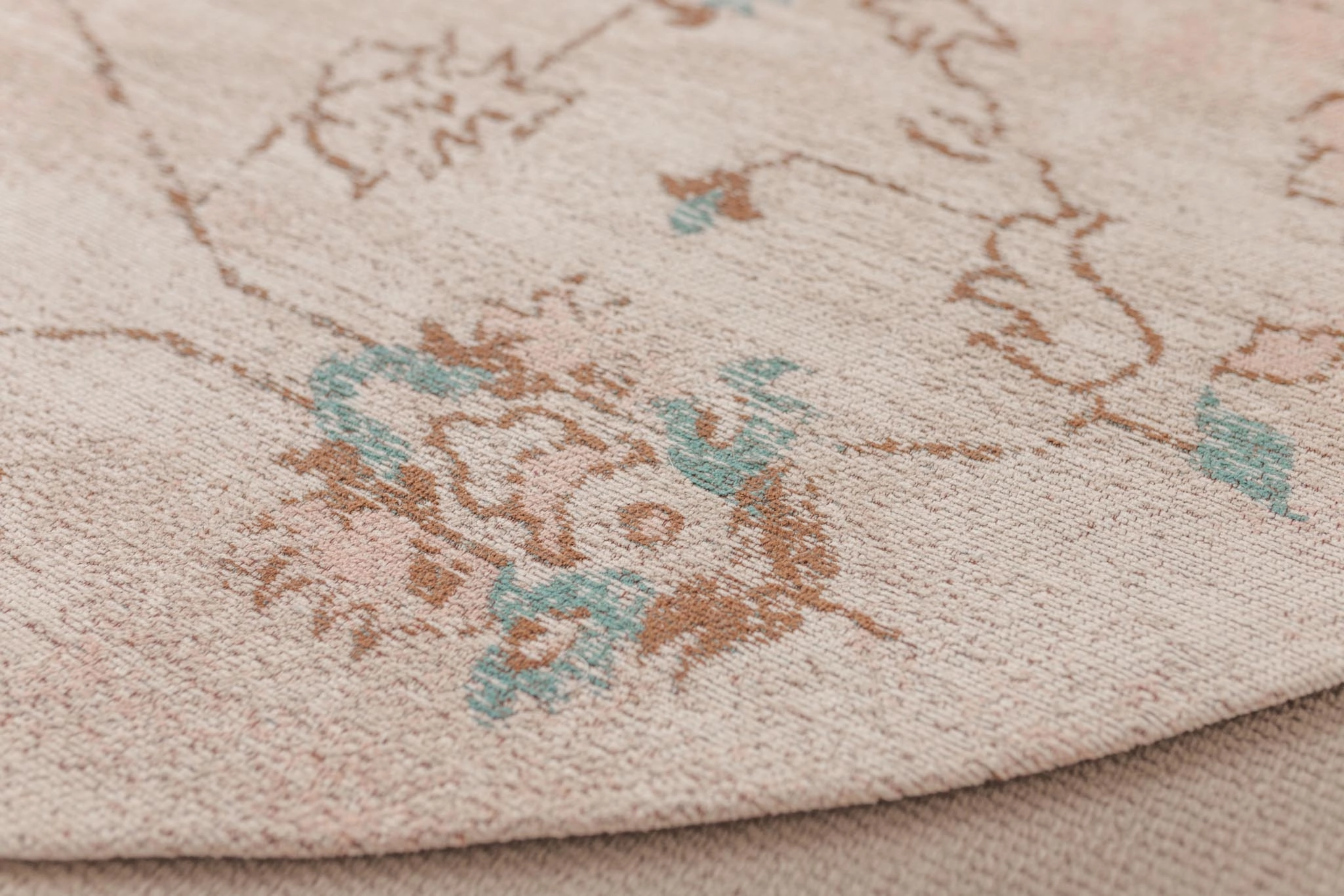 Luna Blue and Pink Floral Round Rug *NO RETURNS UNLESS FAULTY
