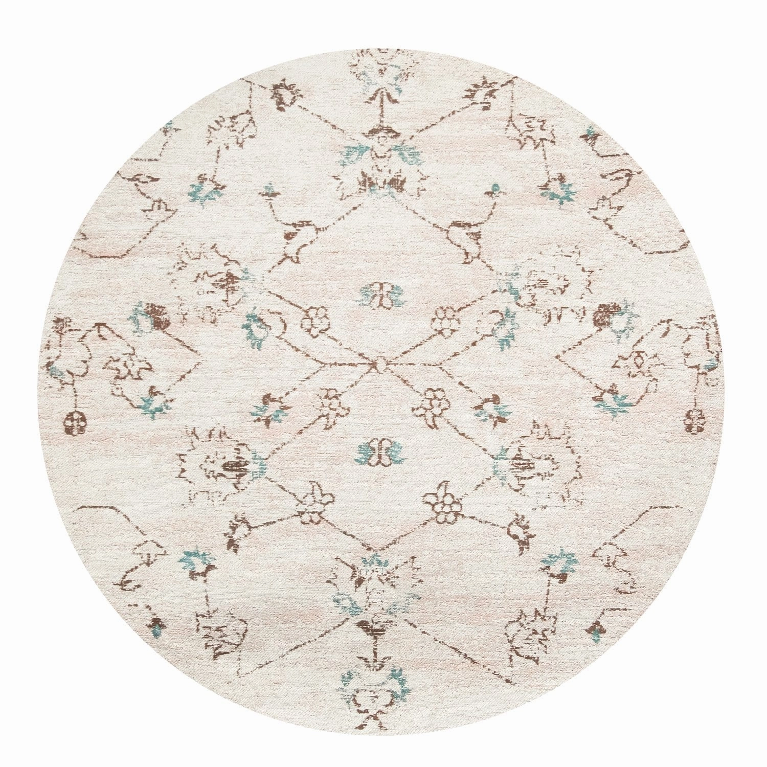 Luna Blue and Pink Floral Round Rug *NO RETURNS UNLESS FAULTYmodern color block patchwork rug