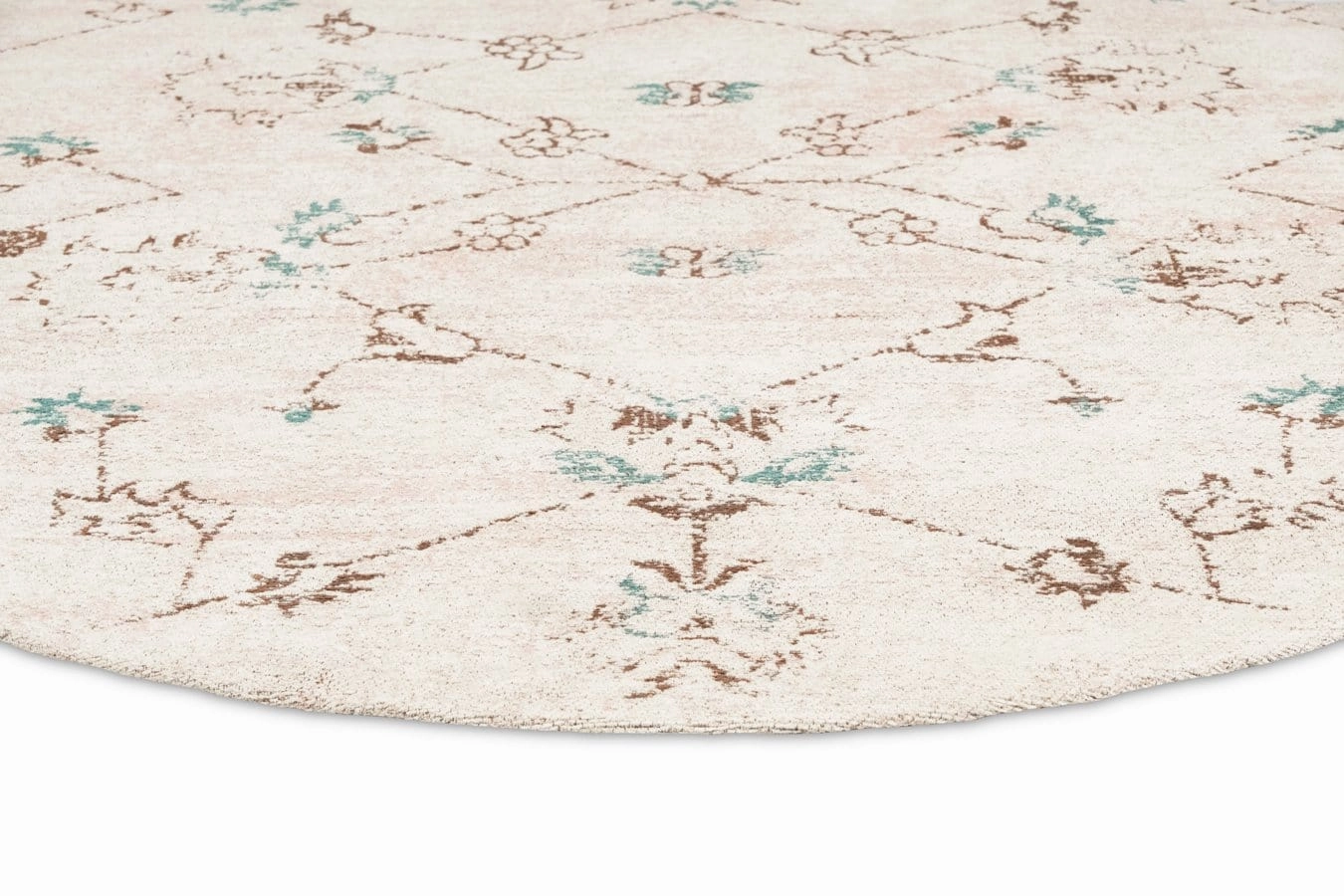 Luna Blue and Pink Floral Round Rug *NO RETURNS UNLESS FAULTY
