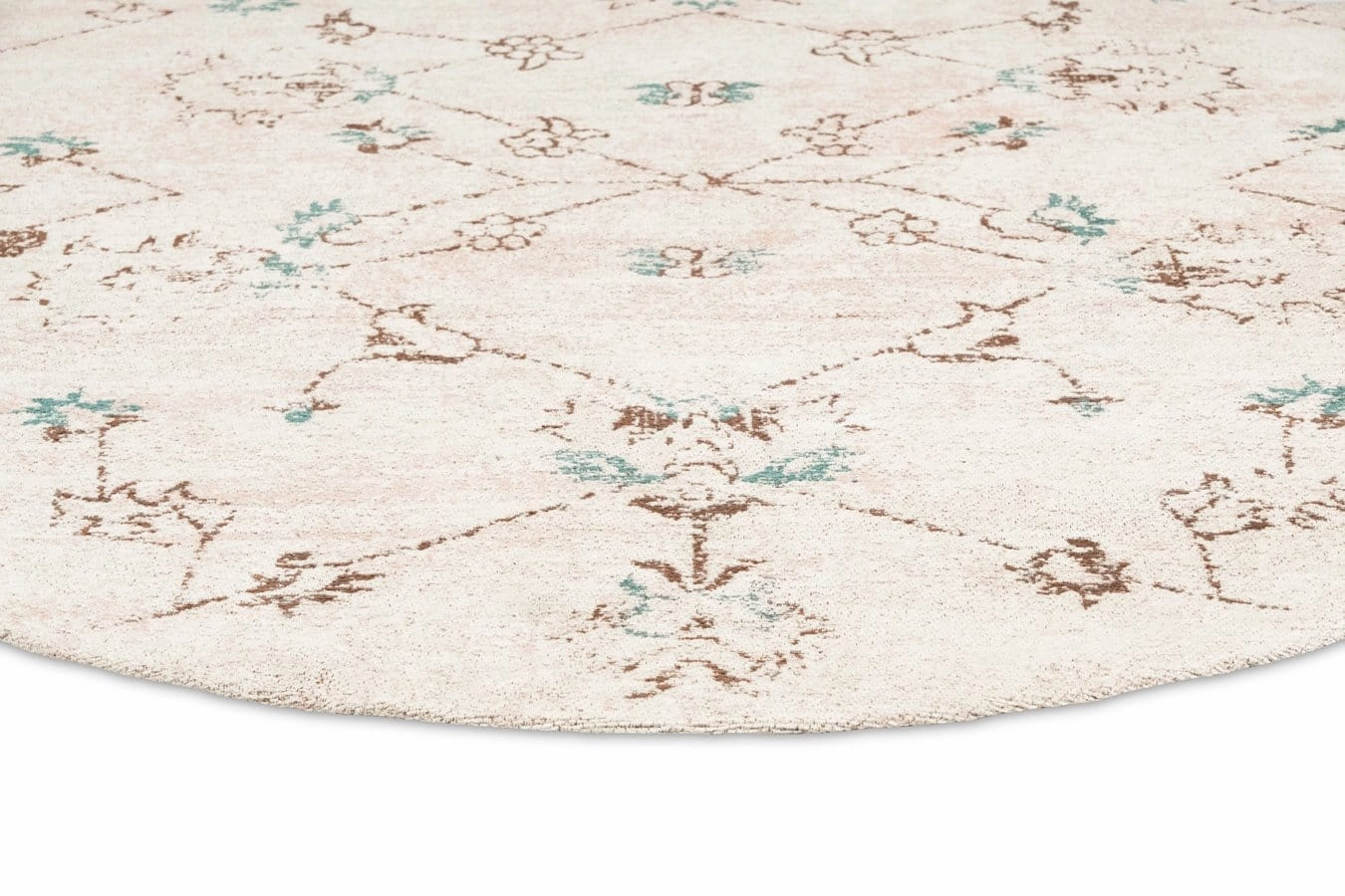 Luna Blue and Pink Floral Round Rug *NO RETURNS UNLESS FAULTY