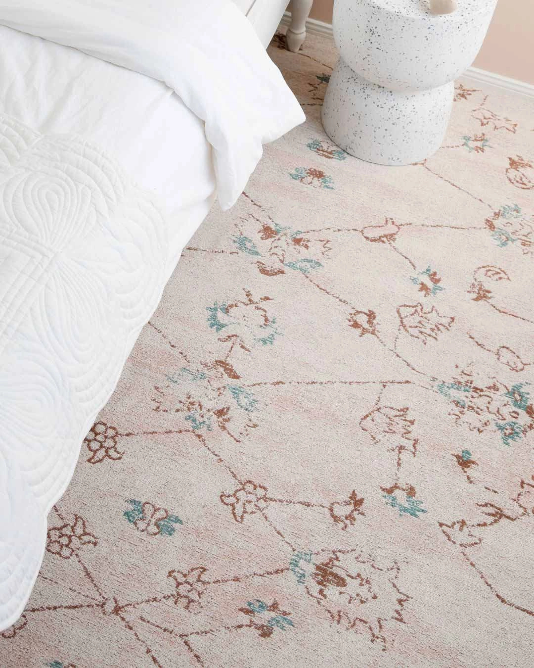 Luna Blue and Pink Floral Rug *NO RETURNS UNLESS FAULTY
