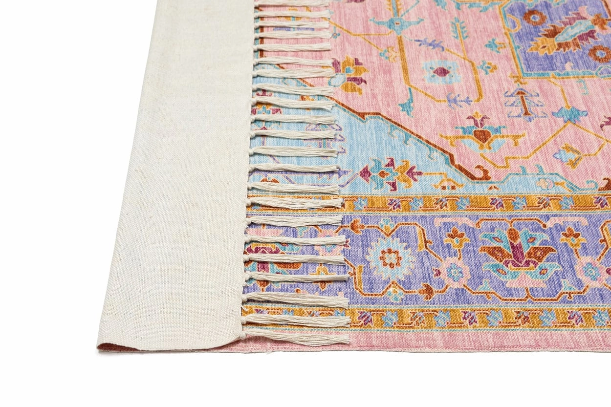 Lupita Blue and Purple Floral Picnic Rug