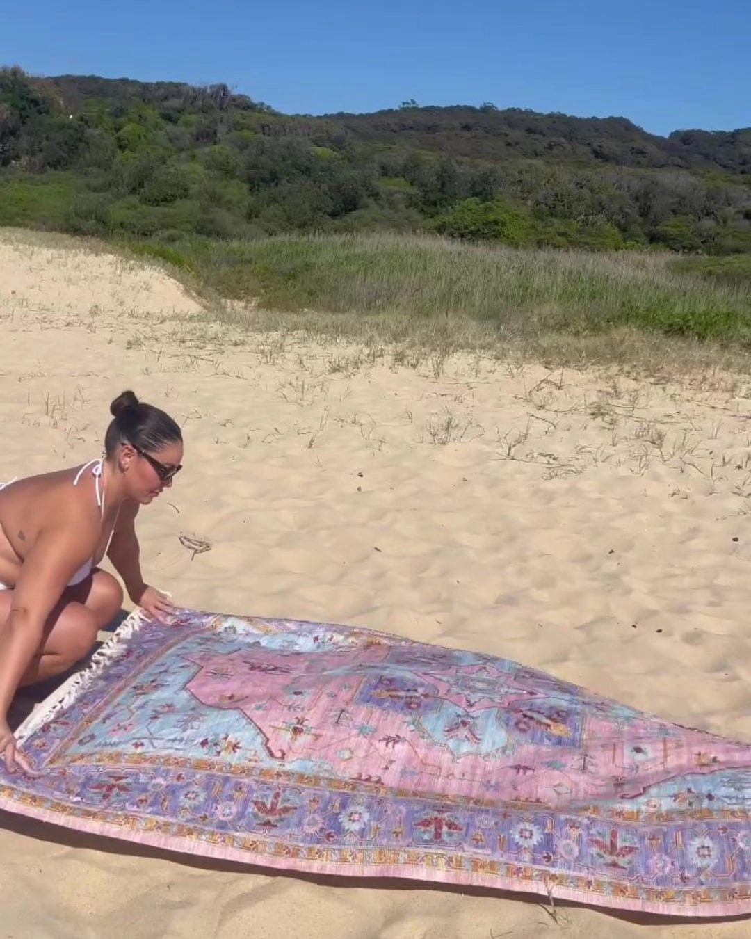Lupita Blue and Purple Floral Picnic Rug