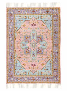 Lupita Blue and Purple Floral Picnic Rugmodern color block patchwork rug