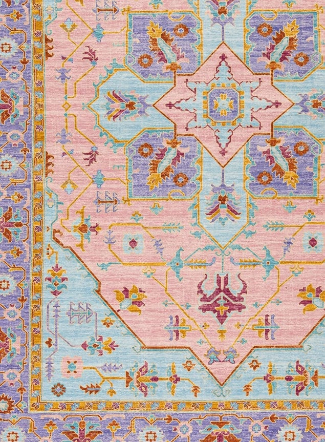Lupita Blue and Purple Floral Picnic Rug