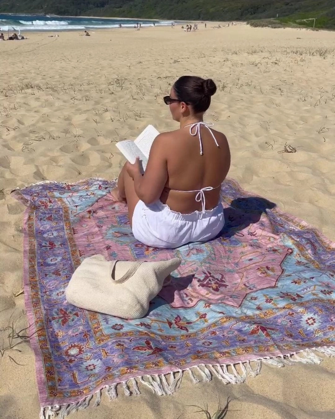 Lupita Blue and Purple Floral Picnic Rug
