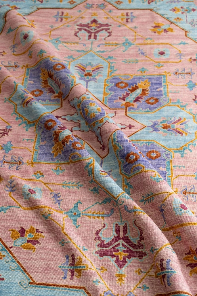 Lupita Blue and Purple Floral Picnic Rug