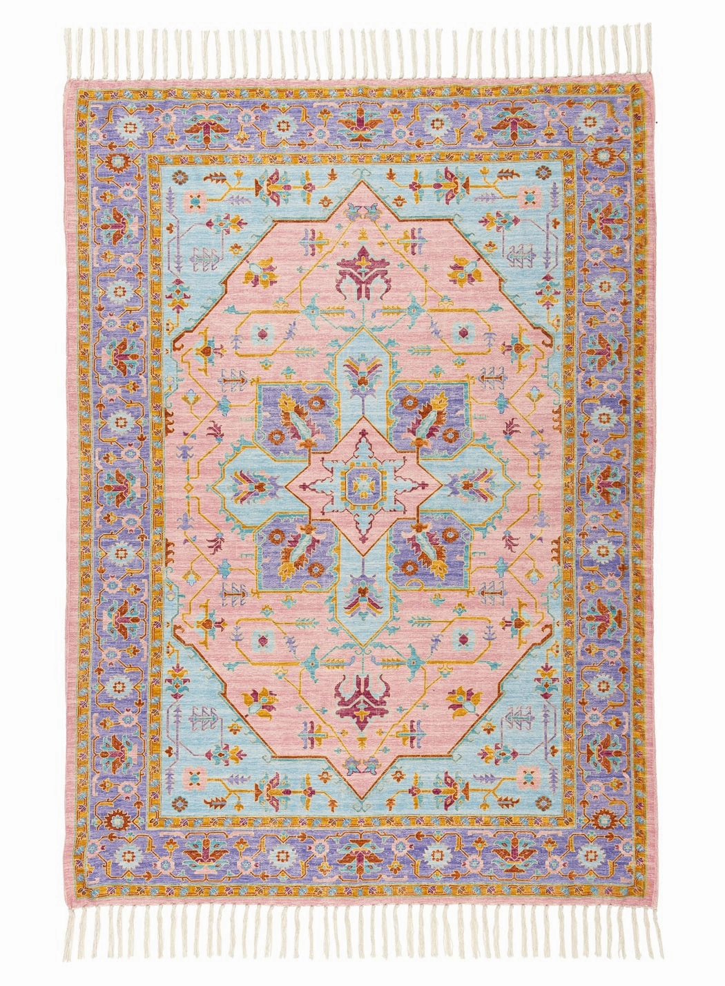 Lupita Blue and Purple Floral Picnic Rugmodern color block patchwork rug