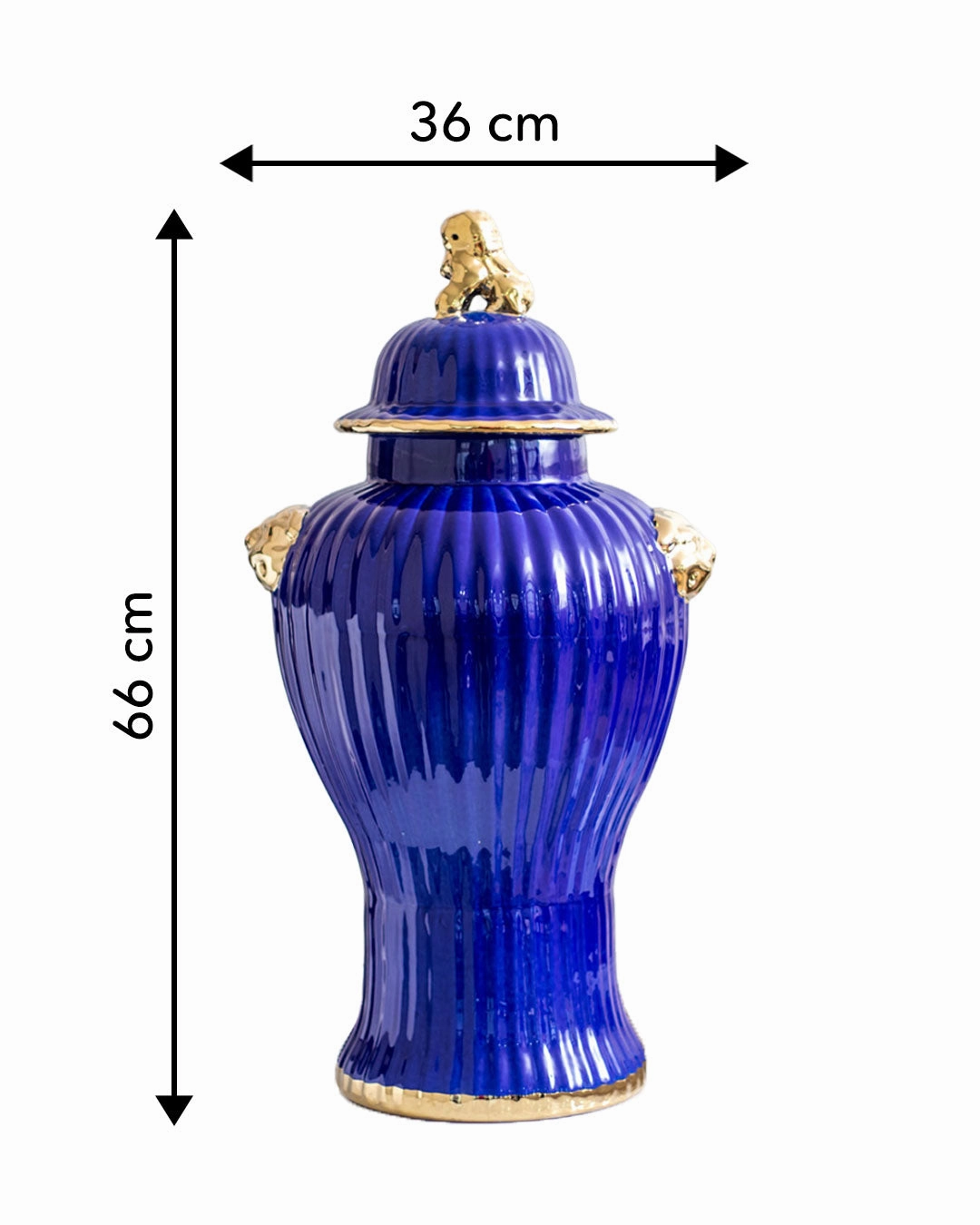 Luxe Royal Blue Foo Dog Temple Jar-Large