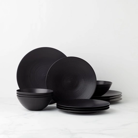 LX Collective Black 12-Piece Dinnerware Sethalloween party decor ,outdoor halloween decor 