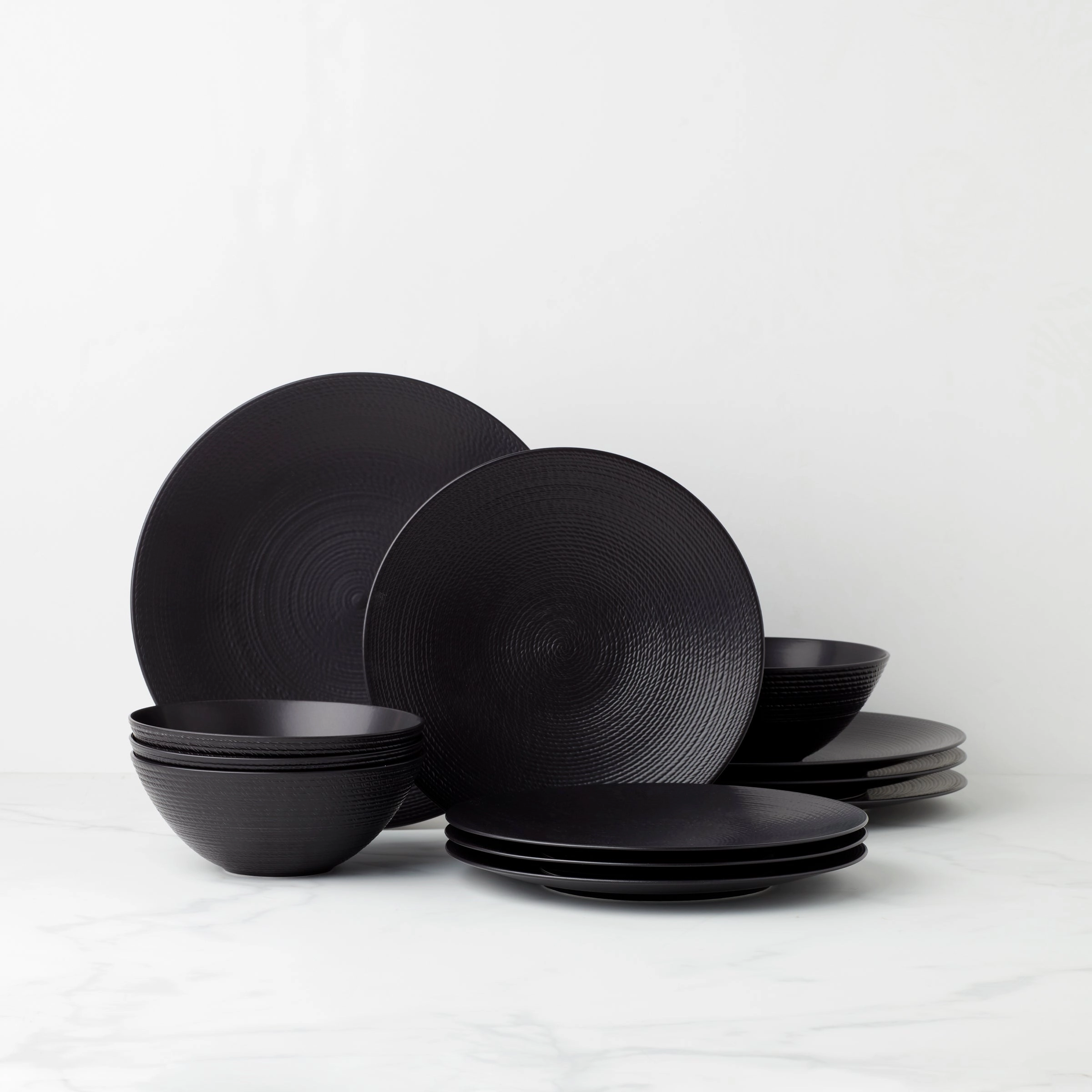 LX Collective Black 12-Piece Dinnerware Sethalloween party decor ,outdoor halloween decor 