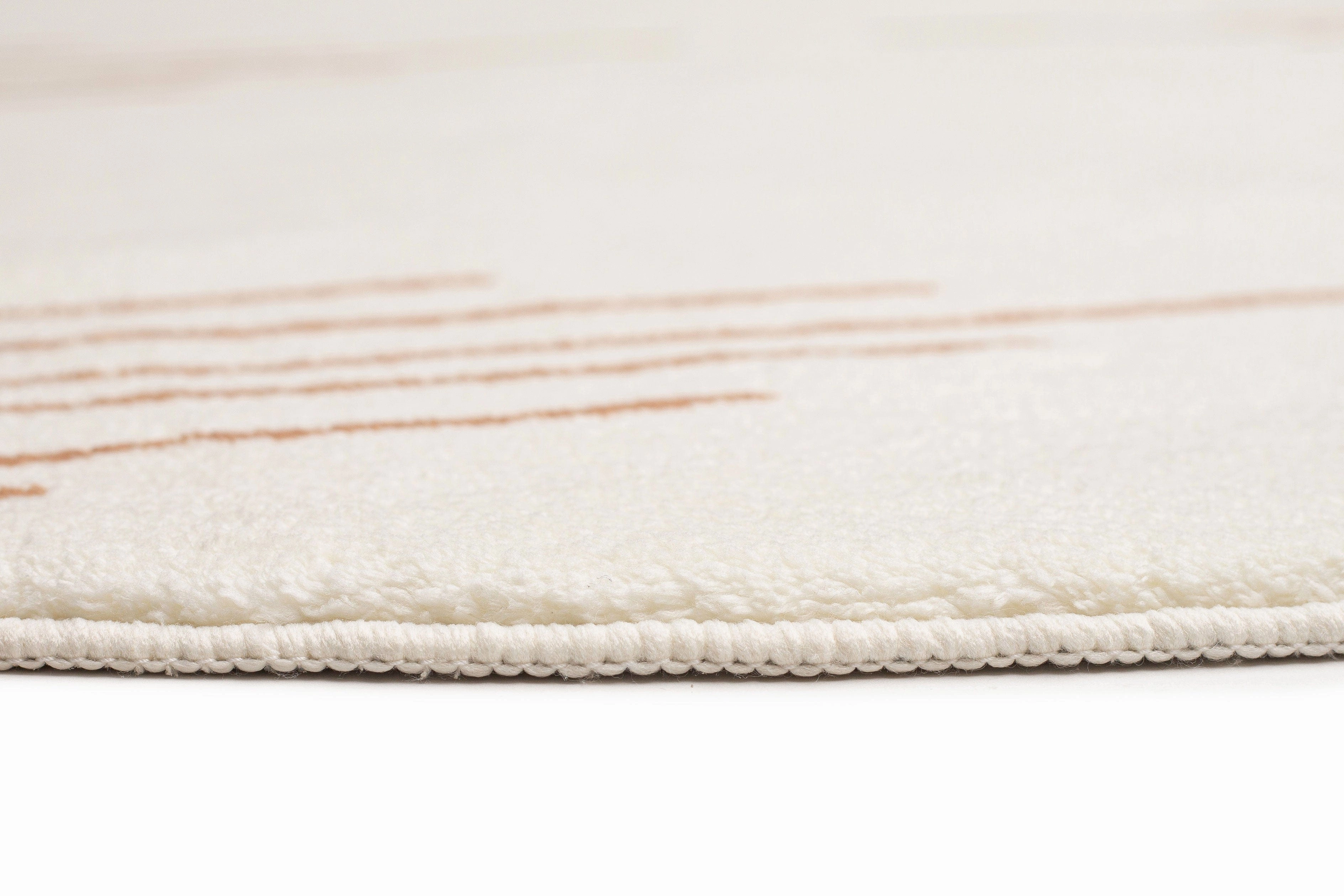 Lyra Ivory and Brown Diamond Stripe Washable Round Rug
