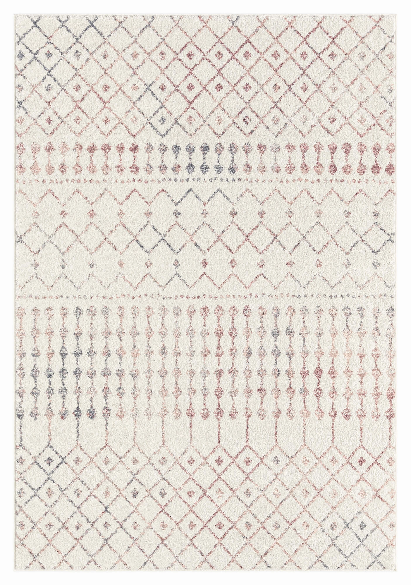 Maggie Pink and Grey Tribal Diamond Rugmodern color block patchwork rug