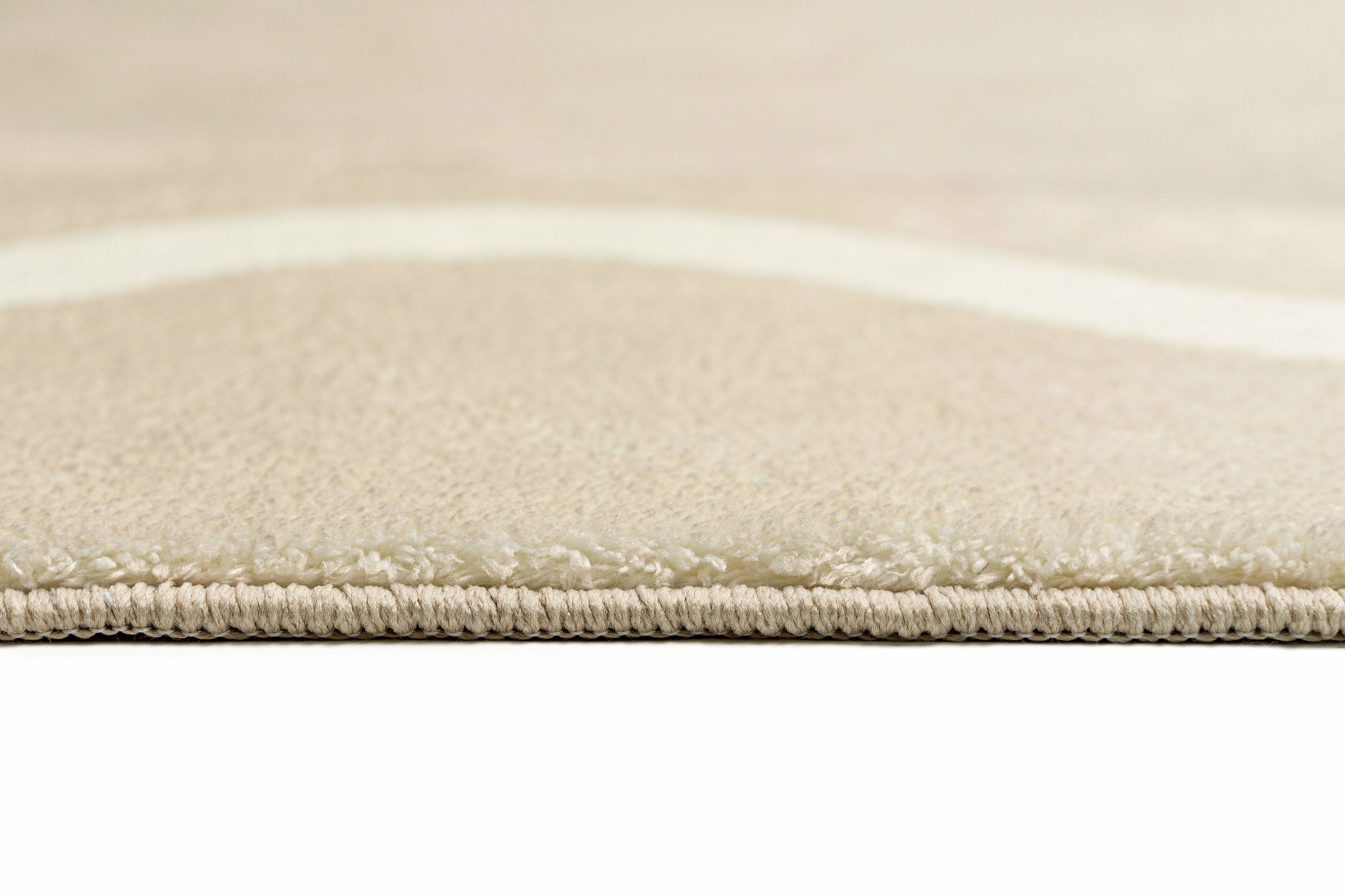 Mahali Beige Ivory Wiggle Bordered Washable Rug