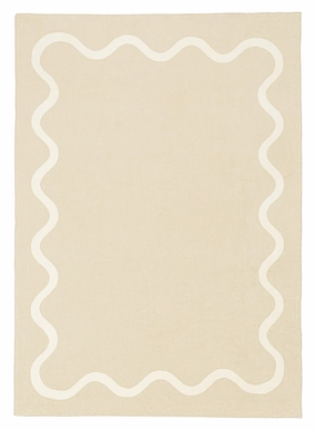 Mahali Beige Ivory Wiggle Bordered Washable Rugmodern color block patchwork rug