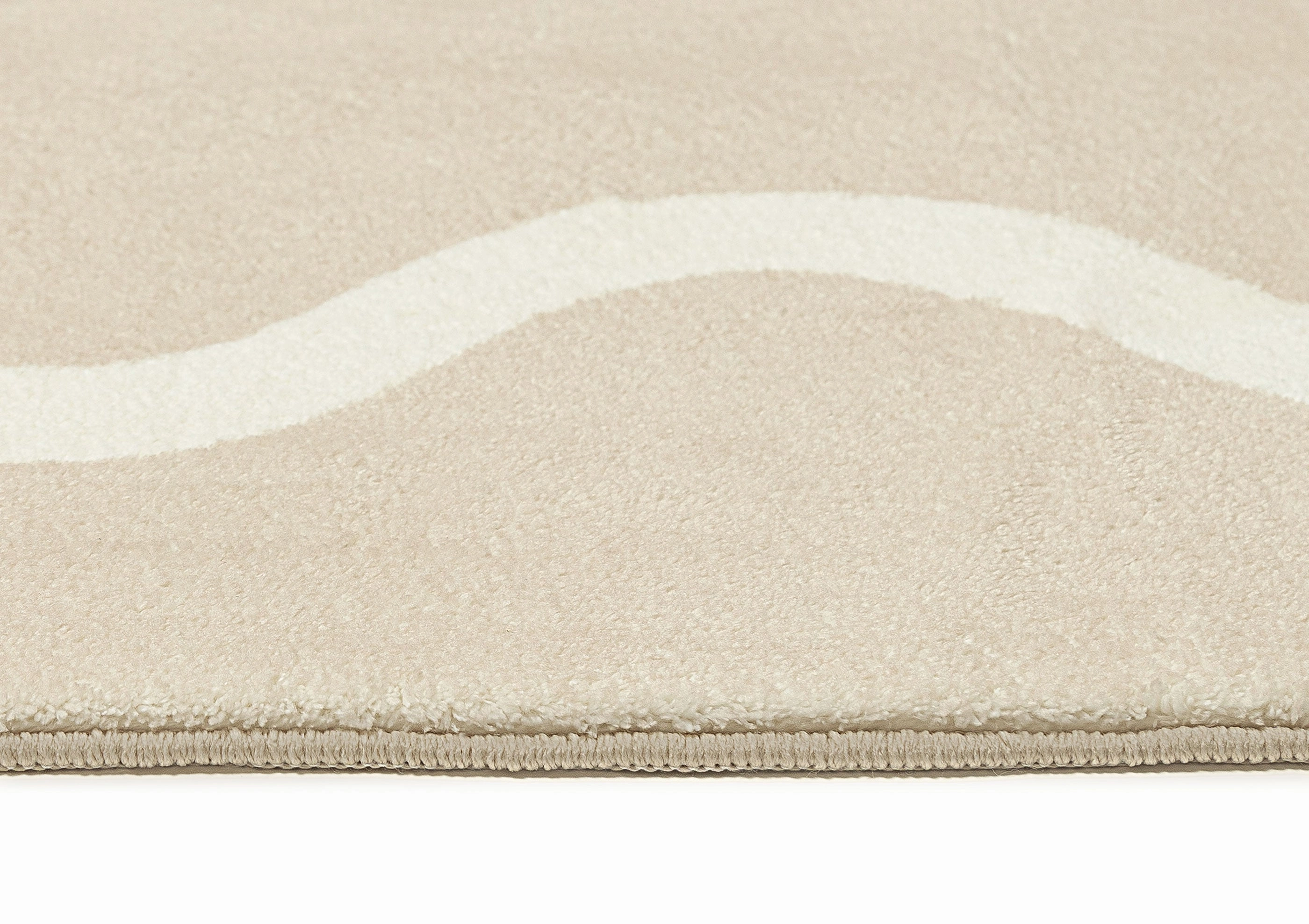 Mahali Beige Ivory Wiggle Bordered Washable Rug