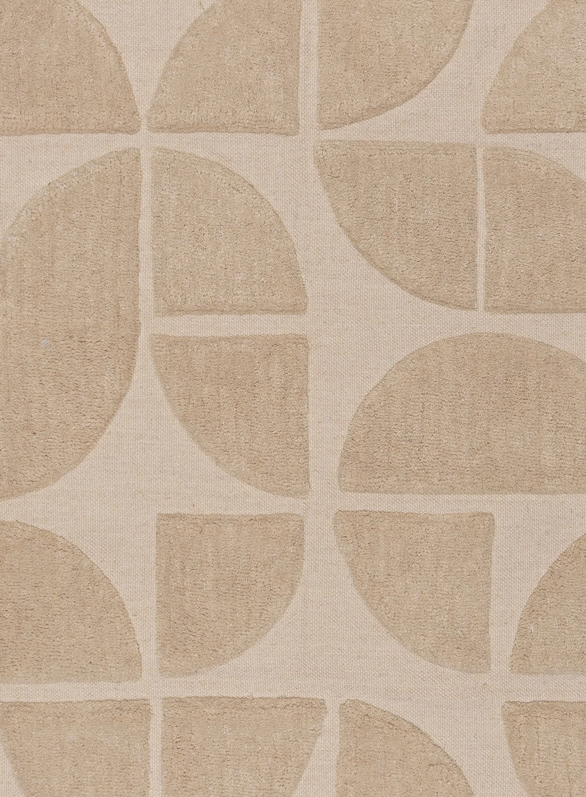 Mai Beige Geometric Washable Wool Rug