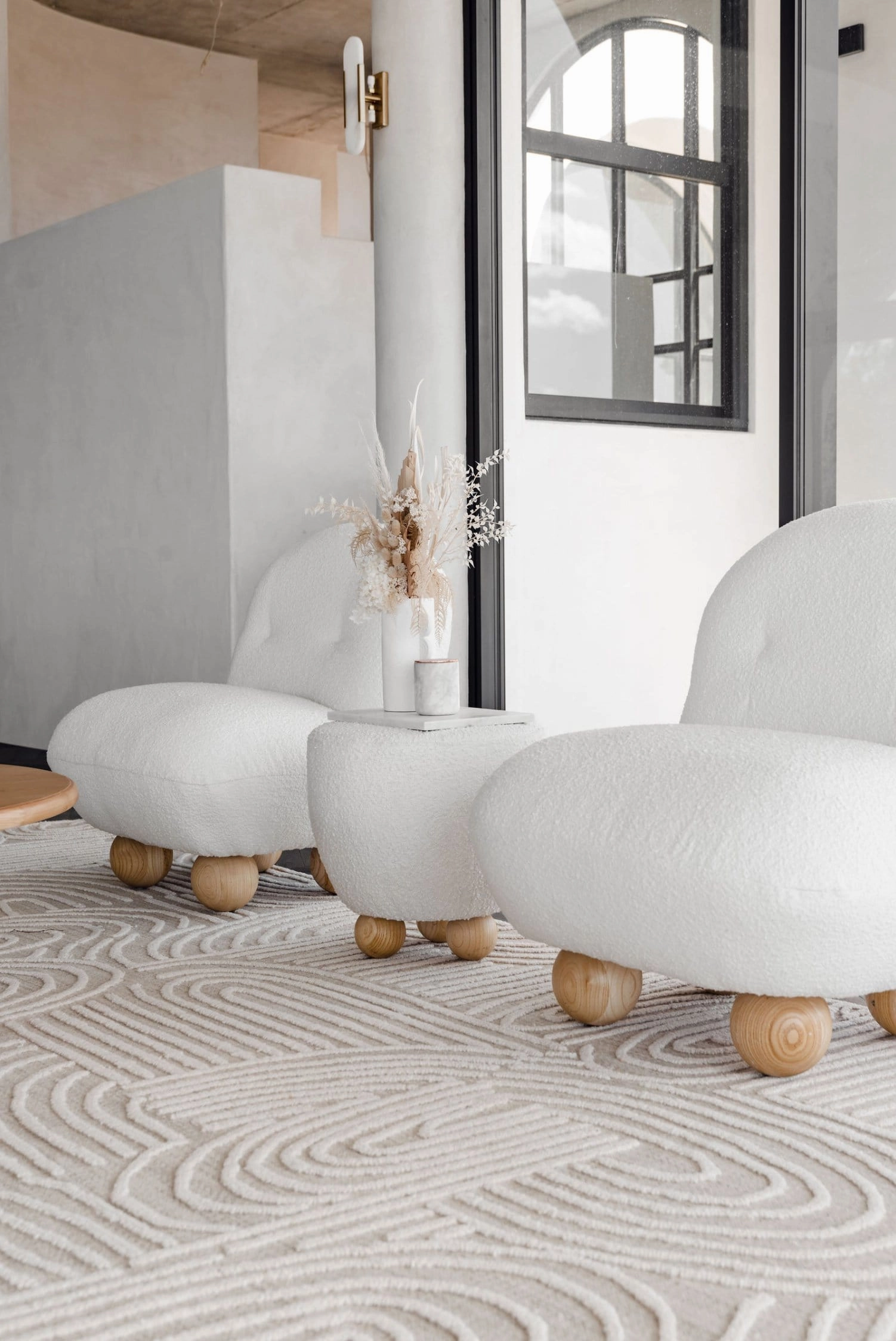 Maisie Cream and Ivory Textured Tribal Rug