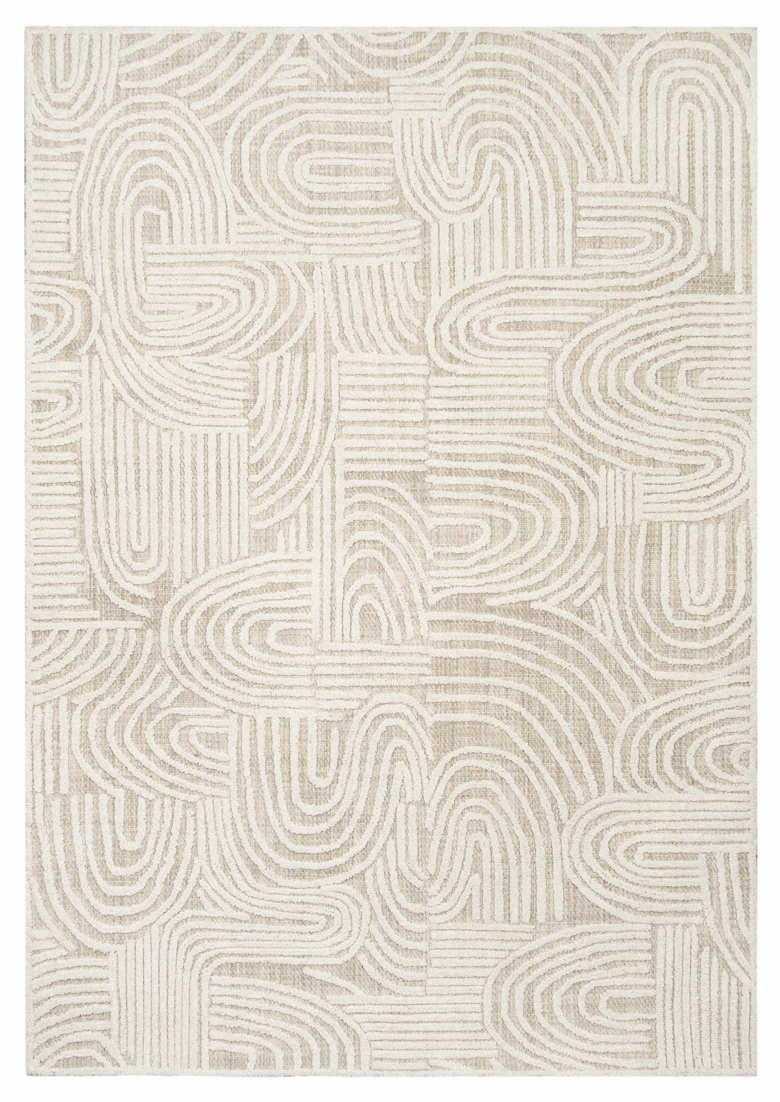 Maisie Cream and Ivory Textured Tribal Rugmodern color block patchwork rug