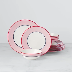 Make It Pop 12-Piece Dinnerware Set - Pink/Navyeaster decorations ,easter centerpiece 