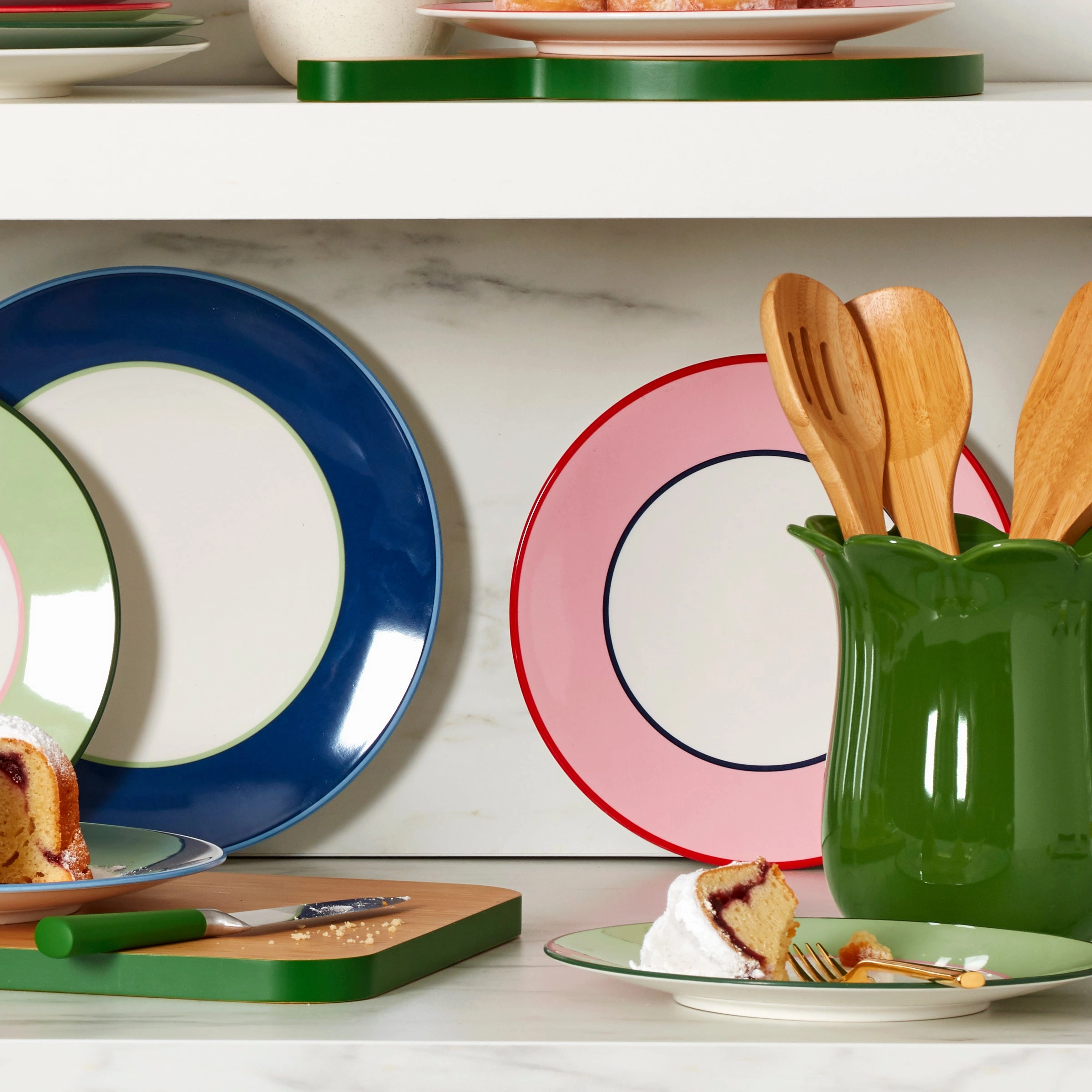 Make It Pop Dinner Plates - Set of 4 - Green/Pink
