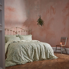 Malory Traditional Floral Printed Piped Duvet Cover Set Eucalyptusbedding sets ,throw blankets 