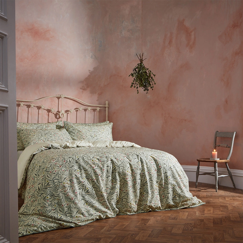 Malory Traditional Floral Printed Piped Duvet Cover Set Eucalyptusbedding sets ,throw blankets 
