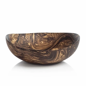 Mango Wood Marbelized Low Bowlhome decor ,wall decor 