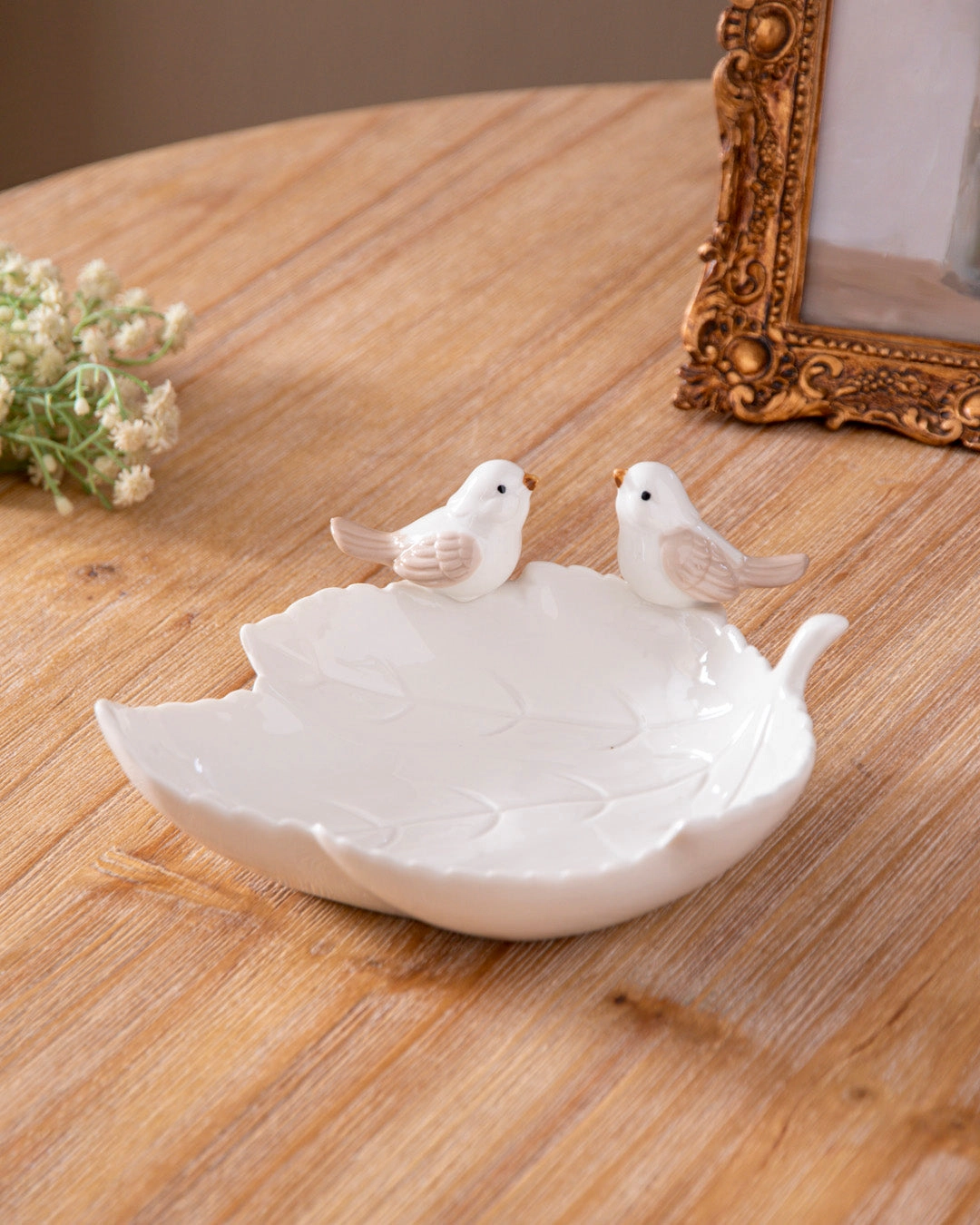 Maple Leaf Ring Dish - White