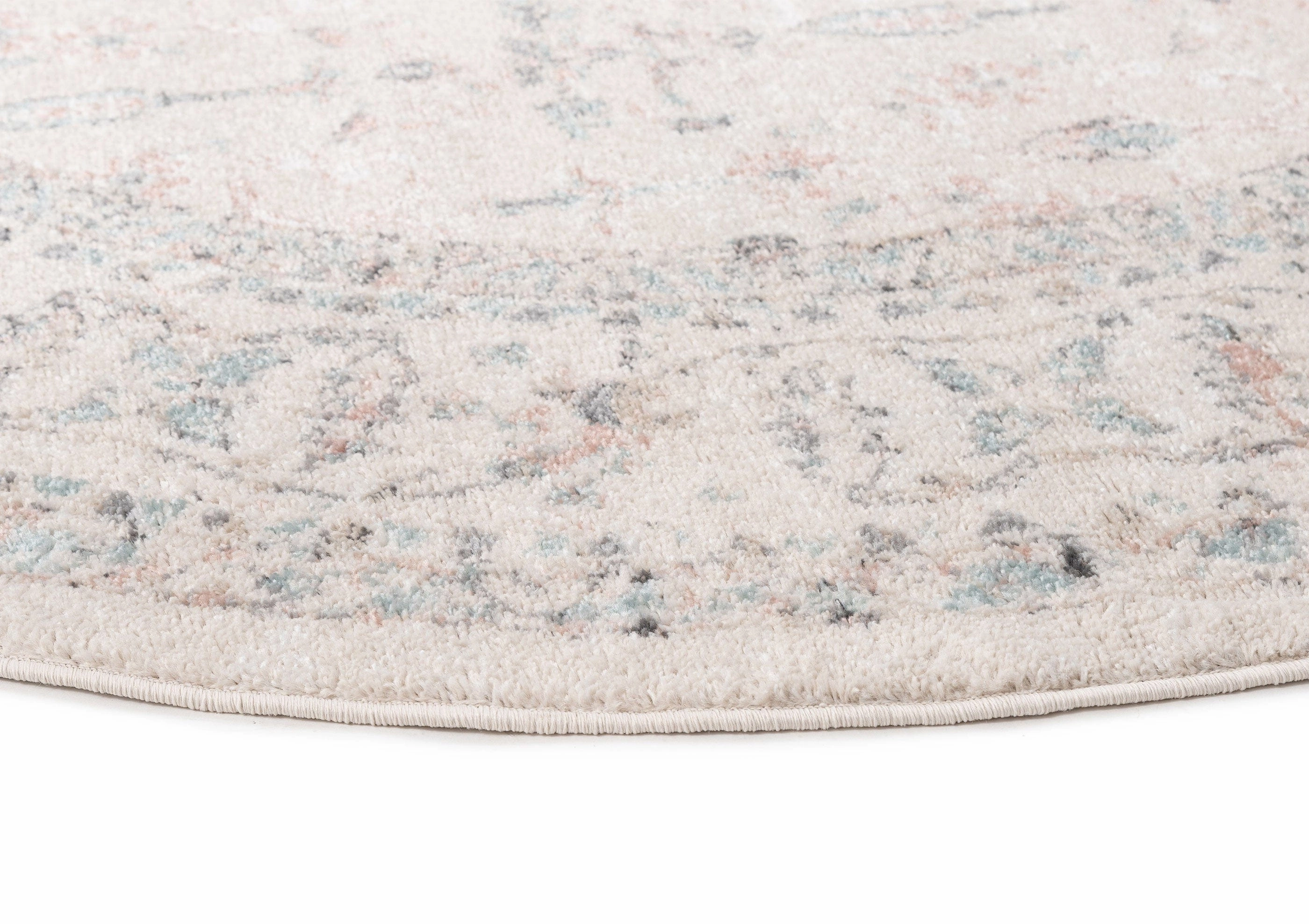 Maplewood Cream and Pink Traditional Round Rug