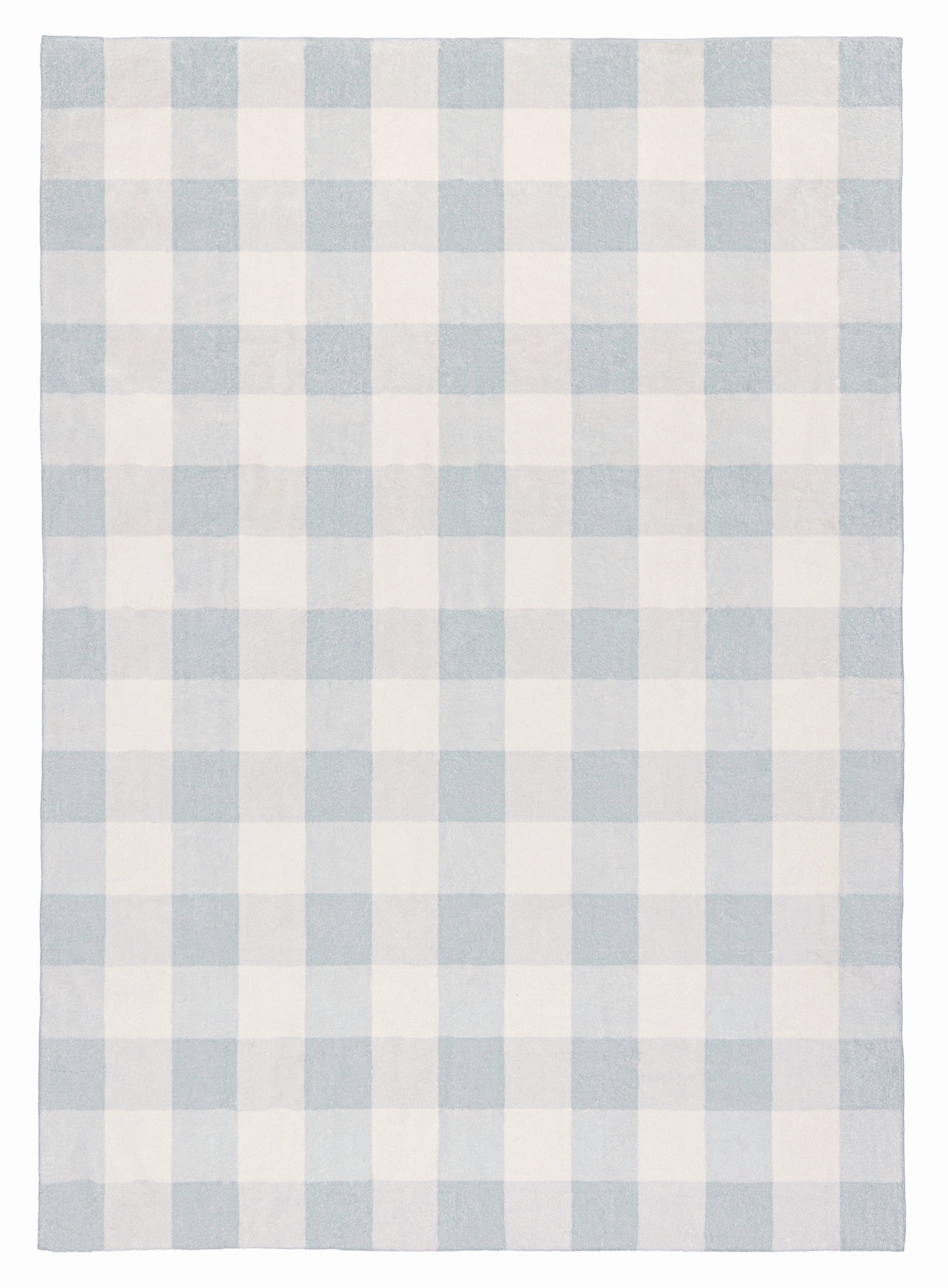 Marcia Blue and Cream Gingham Washable Rugmodern color block patchwork rug