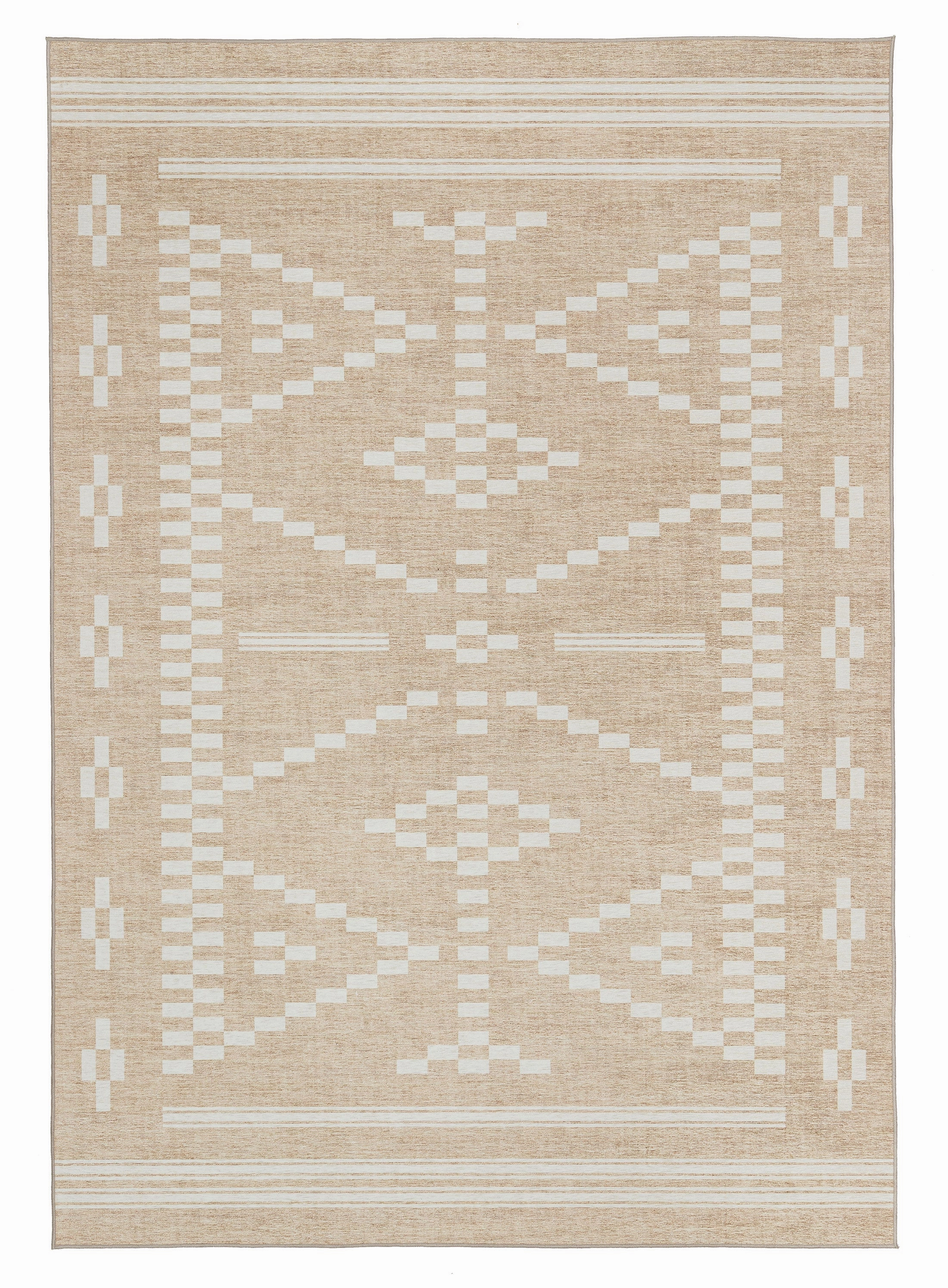 Marga Beige Ivory Indoor Outdoor Washable Rugmodern color block patchwork rug
