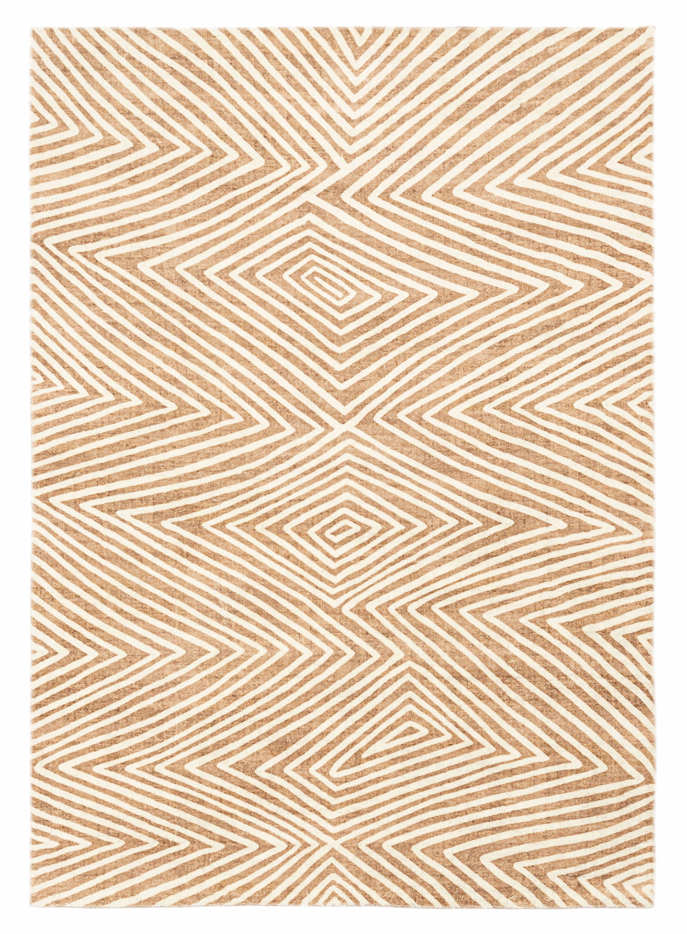 Margaux Brown Beige Diamond Tribal Pattern Washable Rug *NO RETURNS UNLESS FAULTYmodern color block patchwork rug