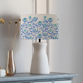 Mariani Eva & Albury Complete Table Lamp Cobaltreplacement lampshade,White Linen Drum Lampshade for Table or Floor Lamp