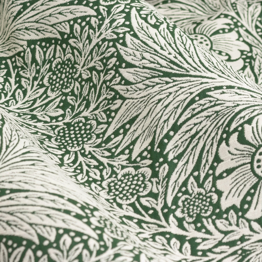 Marigold Floral Jacquard Pencil Pleat Curtains Leaf Green