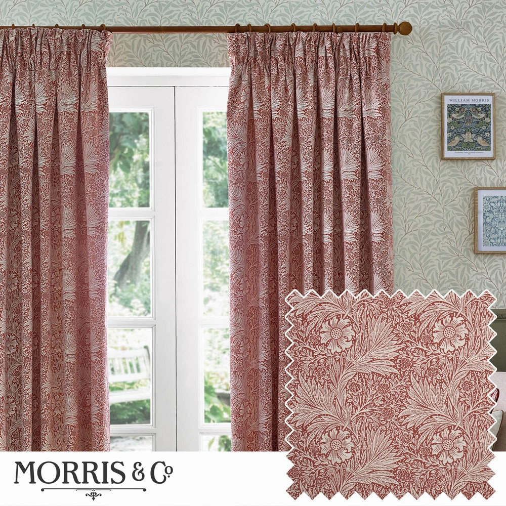 Marigold Floral Jacquard Pencil Pleat Curtains Russetbedding sets ,throw blankets 