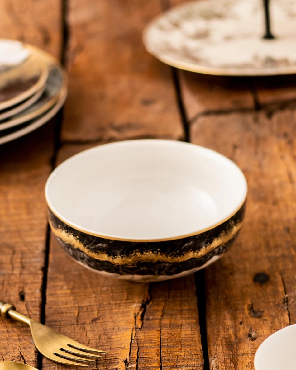 Marquina Gold Cereal Bowl - Singlemodern kitchen decor ,kitchen dinner set ,dinnerware 