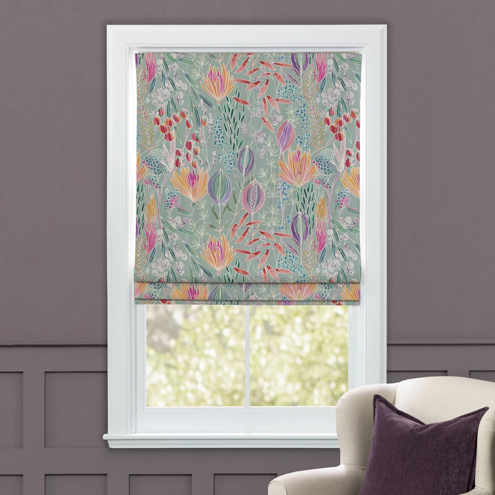 Masina Printed Cotton Made to Measure Roman Blinds Robins Egg