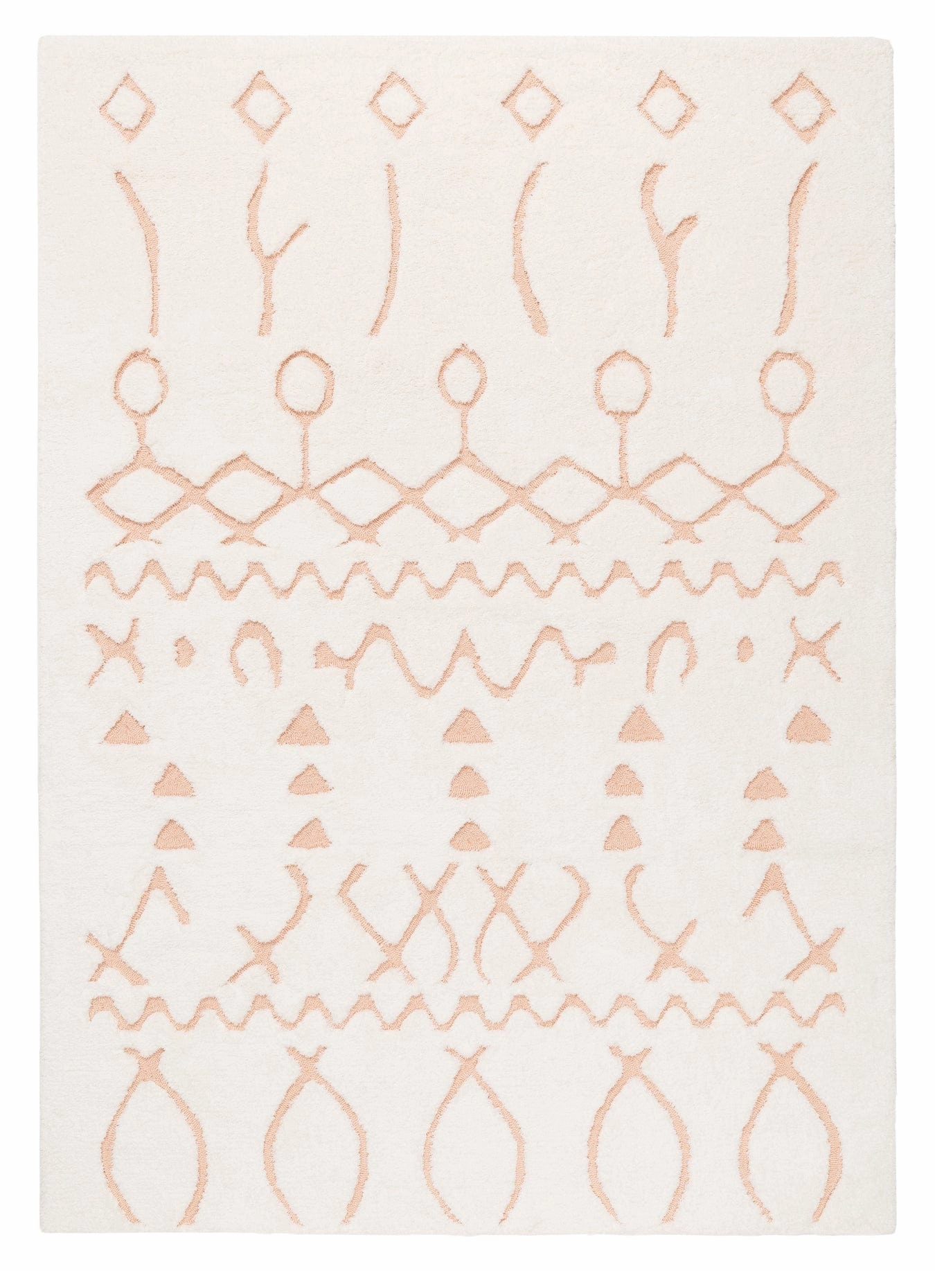 Matilda Cream and Peach Tribal Shag Rug *NO RETURNS UNLESS FAULTYmodern color block patchwork rug