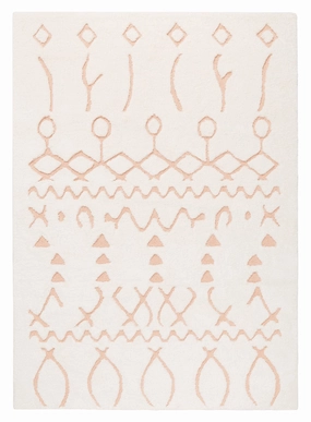 Matilda Cream and Peach Tribal Shag Rug *NO RETURNS UNLESS FAULTYmodern color block patchwork rug